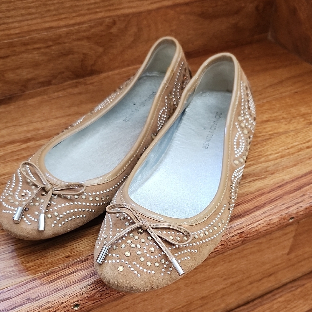 Donald J. Pliner Brown Studded Ballet Flats